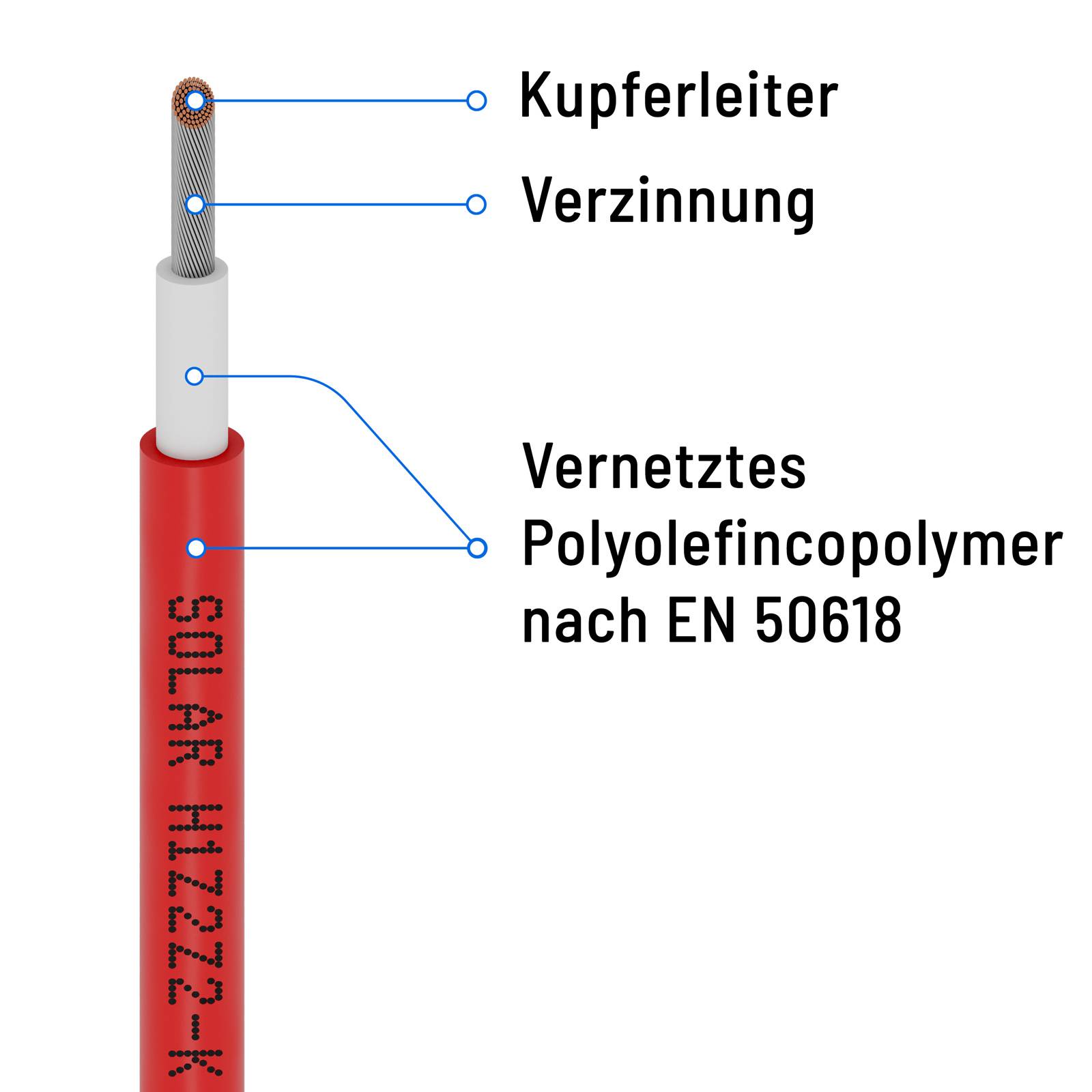 5m Solarkabel 4mm2 kabeltec PV Kabel für Solaranlagen Solarkabel H1Z2Z2-K rot