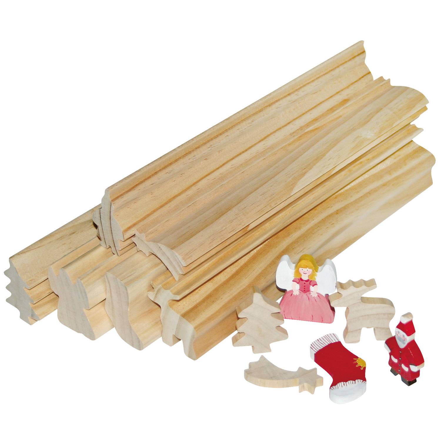 EDUPLAY 210-048 Profilholz Weihnachten, 6 Stangen, natur