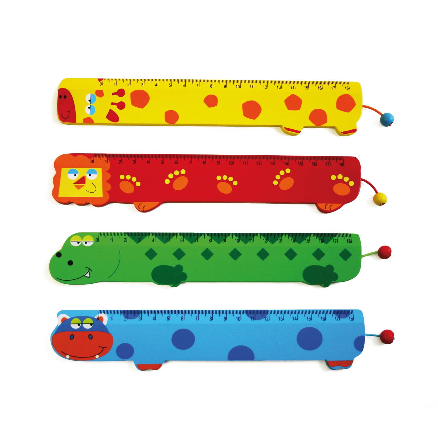 EDUPLAY 130-173 Lineal aus Holz im lustigen Tier-Design (Farbe zufällig)