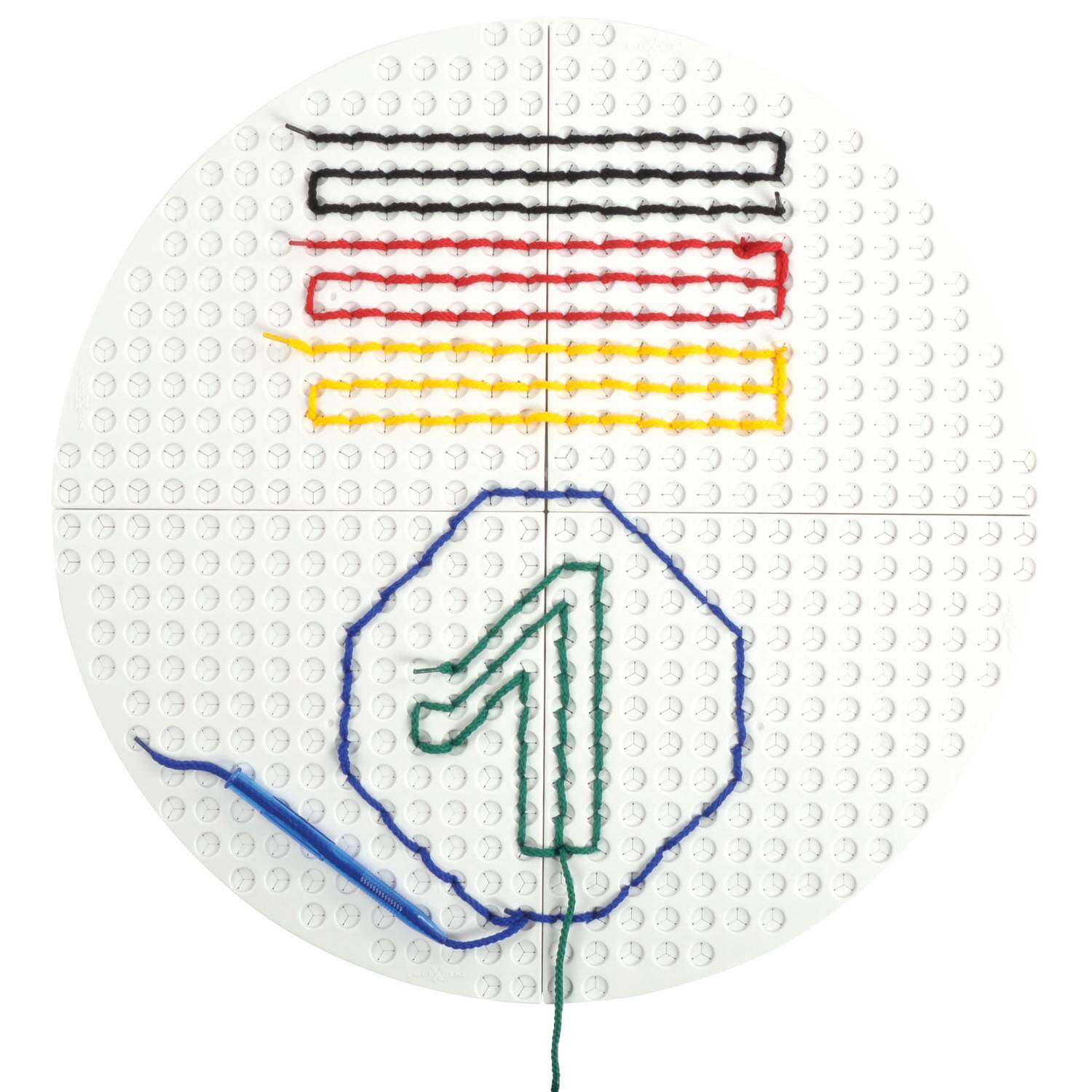 EDUPLAY 120288 Playboard Fädelplatte, 4 Fädelstifte, mehrfarbig, 4-teilig (1 Set)