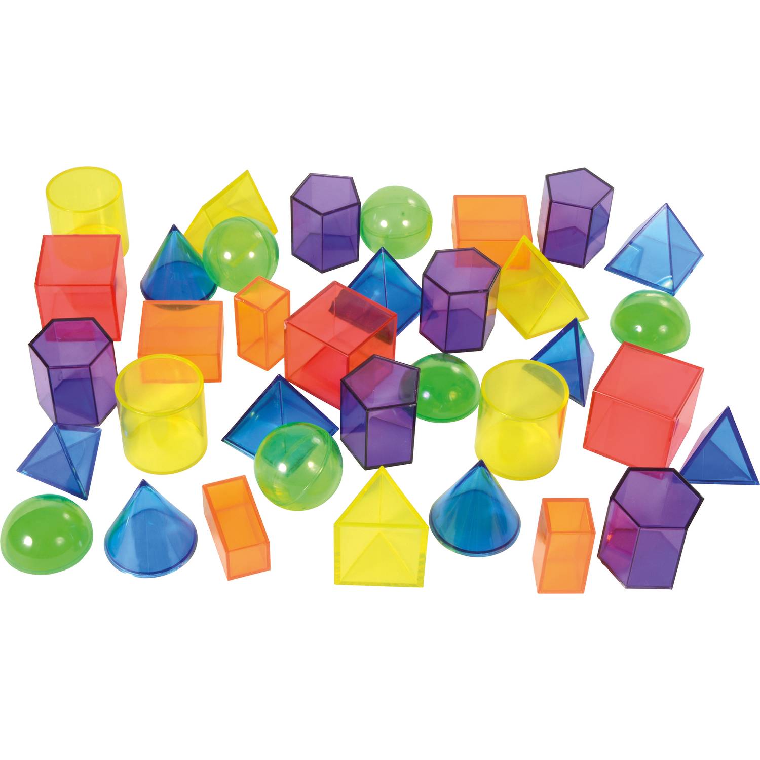 EDUPLAY 120463 Geoformen, Kunststoff, inklusive Box, bunt/transparent, 36-teilig (1 Set)