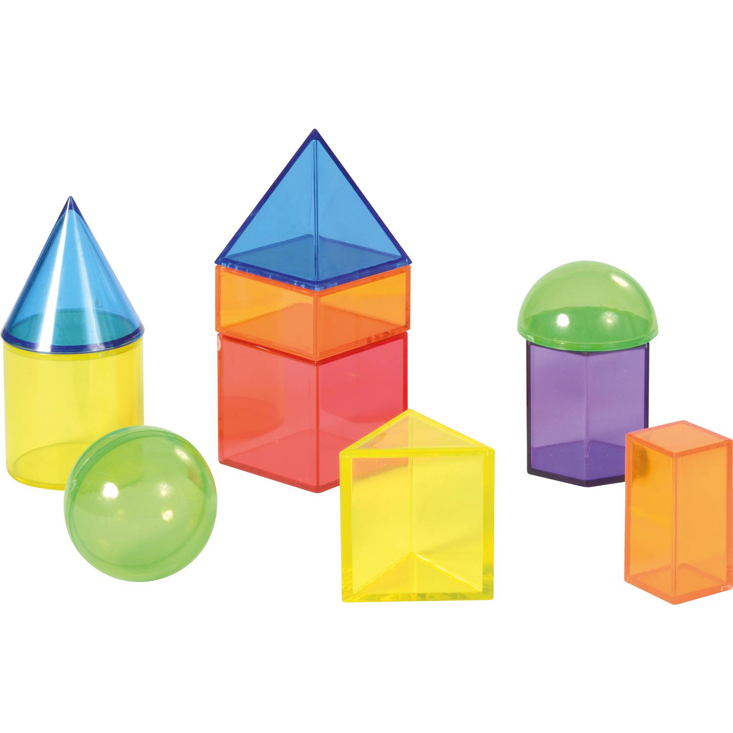 EDUPLAY 120463 Geoformen, Kunststoff, inklusive Box, bunt/transparent, 36-teilig (1 Set)