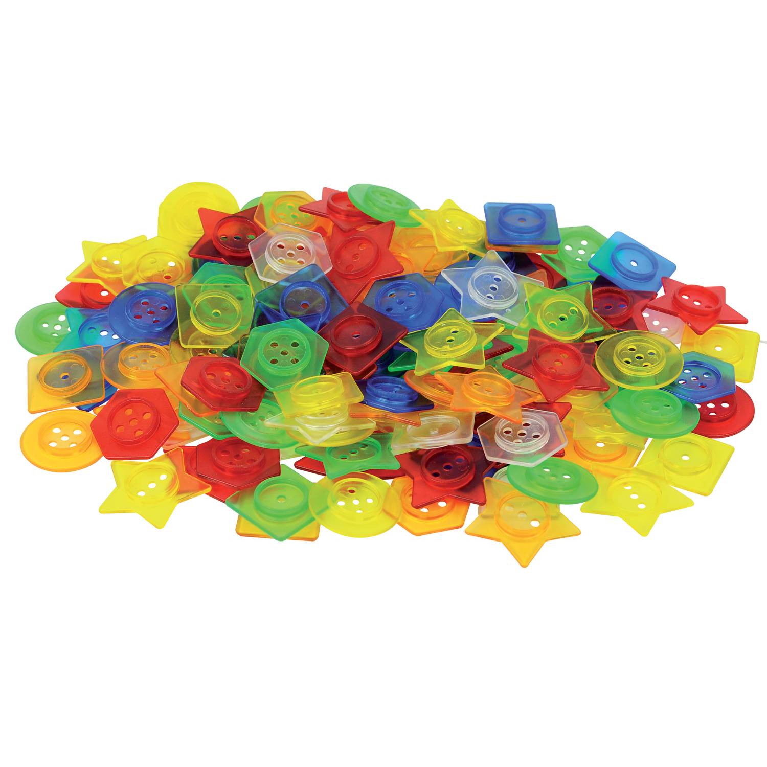 EDUPLAY 120516 Fädelknöpfe transparent mit 6 Schnüren, 144-teilig (Farbe zufällig, 1 Set)