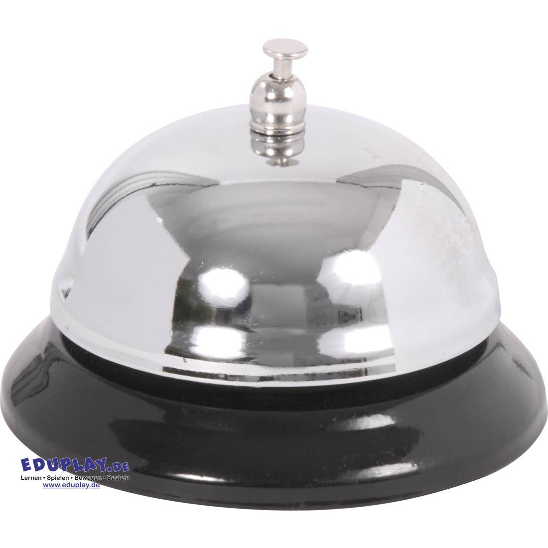 EDUPLAY 120583 Tischglocke, Metall, Ø 8 cm x 6 cm, silber/schwarz