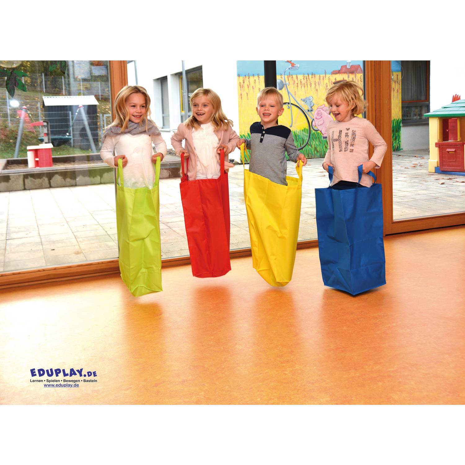 EDUPLAY 170075 Hüpfsack, 4er Set, mehrfarbig (1 Set)