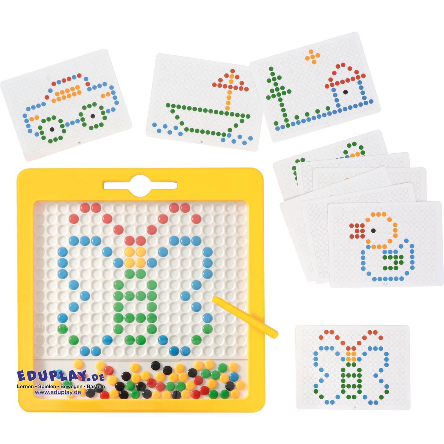 EDUPLAY 120618 Magnetpunkte-Pad mit Vorlagekarten, 31,5 x 31,5 x 2,3 cm, mehrfarbig