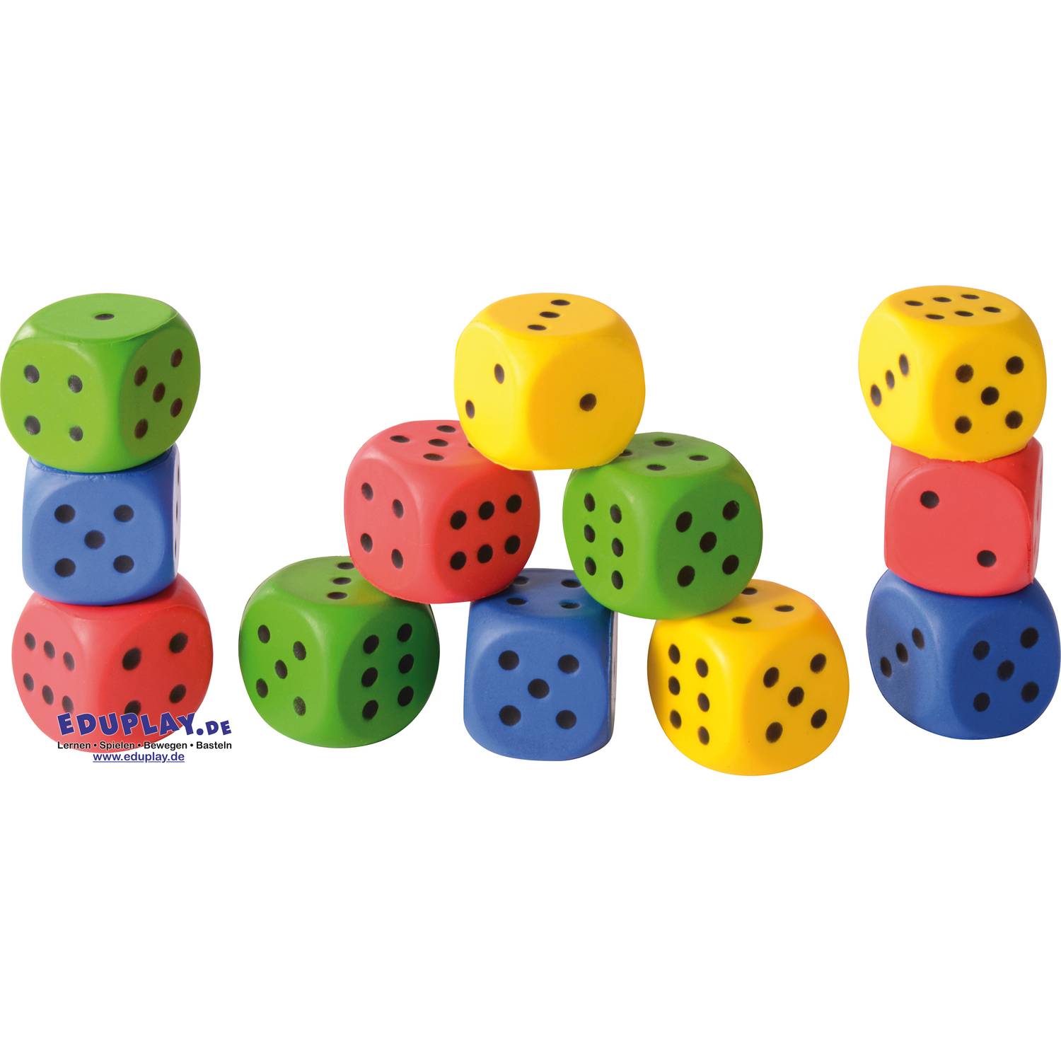 EDUPLAY 130286 Knautschwürfel 4 cm, 4 x 4 x 4 cm, 12-teilig (Farbe zufällig, 1 Set)