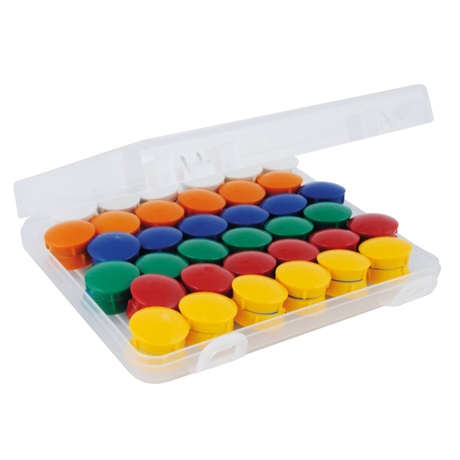 EDUPLAY 110398 Haft-Magnete Ø 21 mm in Box, mehrfarbig, 72-teilig (1 Set)