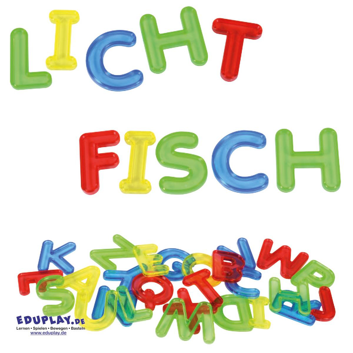 EDUPLAY 120699 Transparente Buchstaben, mehrfarbig, 26-teilig (1 Set)