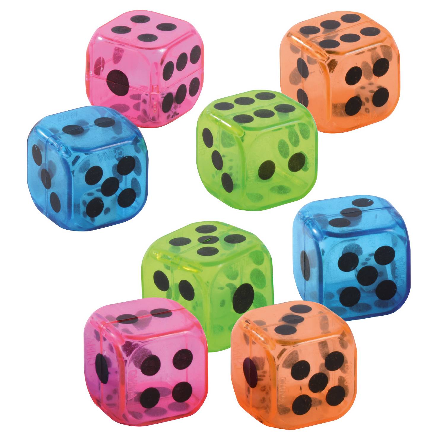 EDUPLAY 130296 transparenter Würfel 2,7 cm mit Mini-Würfel innen, mit einem Wurf 2 Ergebnisse, mehrfarbig, 12-teilig (1 Set)