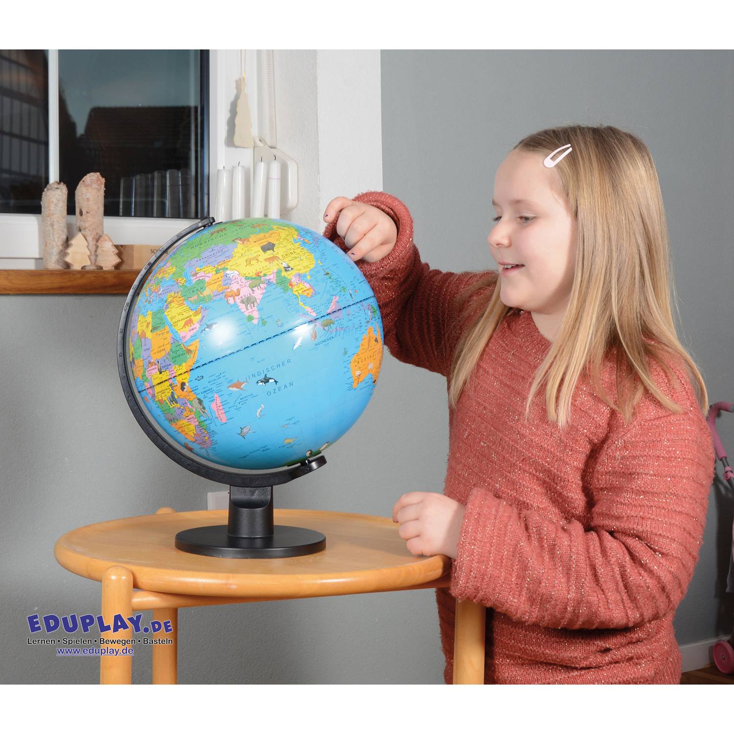 EDUPLAY 150135 Tierglobus 30 cm, bunt