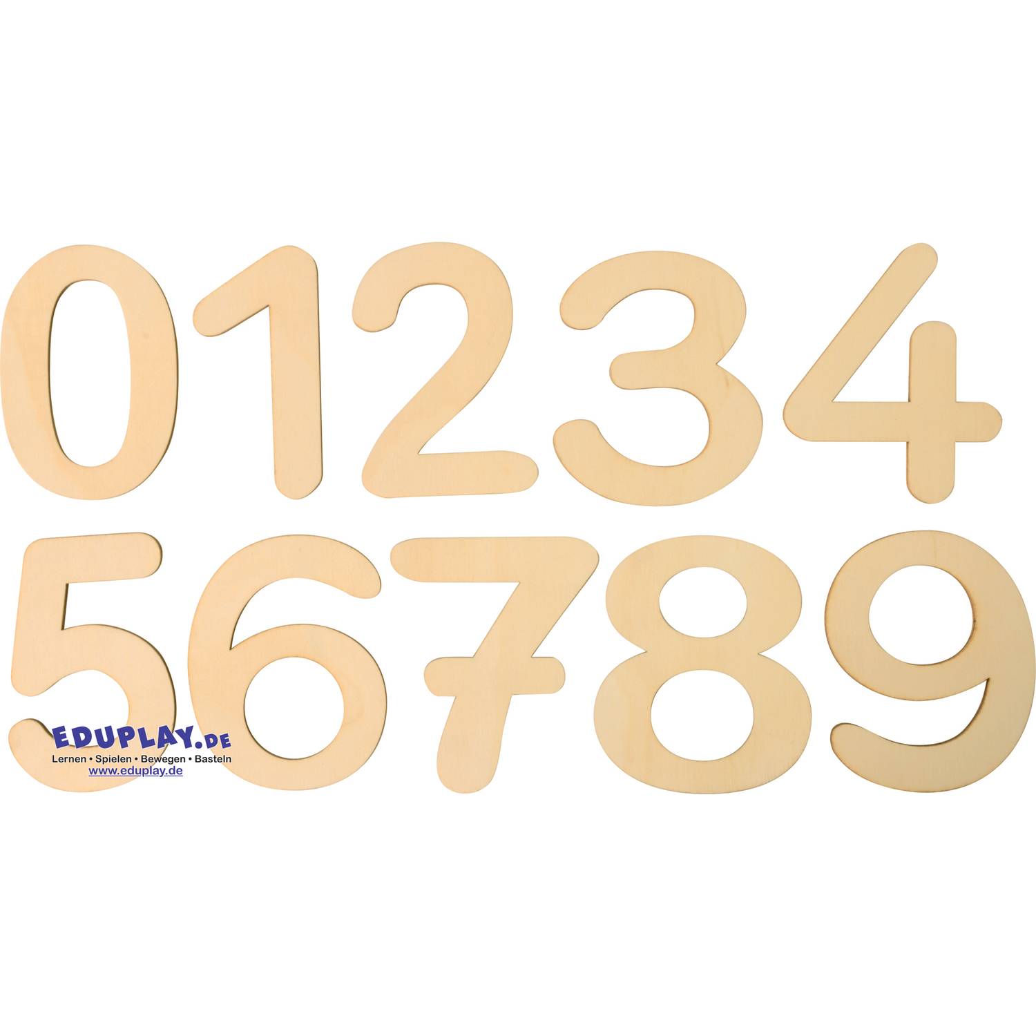 EDUPLAY 800660 Holzzahlen 0-9, natur, 10-teilig (1 Set)