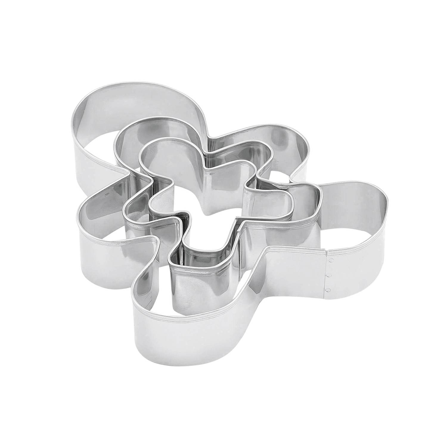 Dr. Oetker Ausstecher Lebkuchenmann 13x11cm,9x7cm,6x5x3cm, silber, 3-teilig (1 Set)