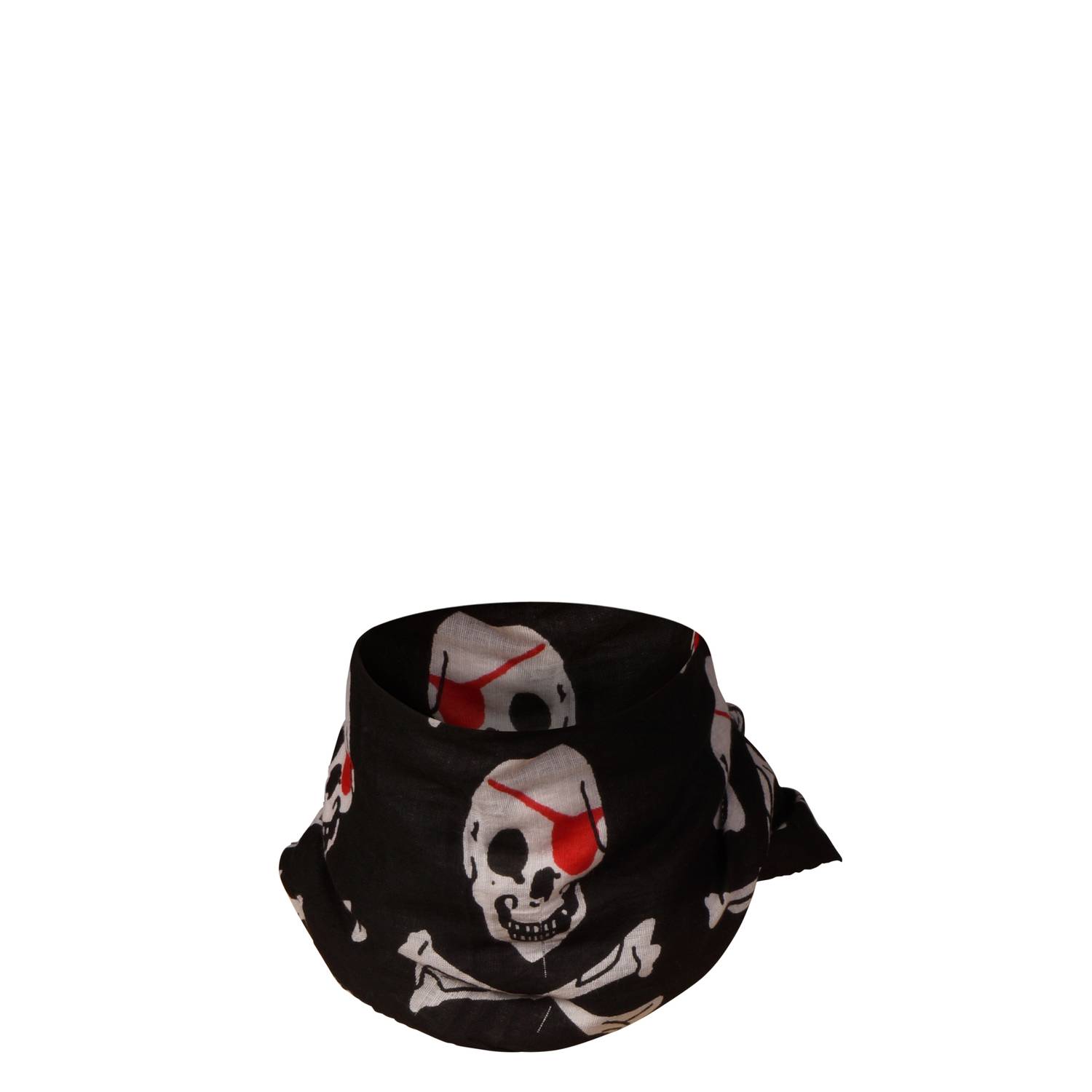 BestSaller 1327 Piraten-Tuch für Kinder, Halstuch, Kopftuch, 100% Baumwolle, mit Totenkopf, schwarz/weiß/rot