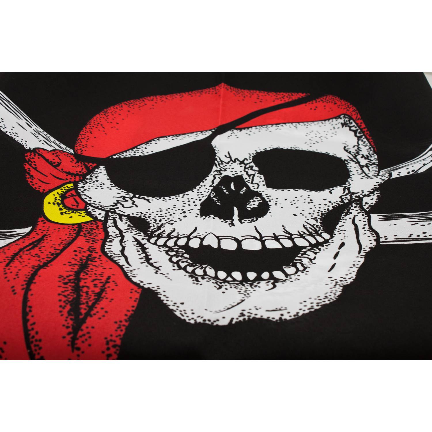 BestSaller 1527 Piraten-Flagge, Totenkopf Fahne mit Ösen zum Hissen, groß, 90x150 cm, schwarz/weiß/rot