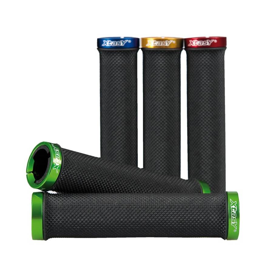 ergotec 61661001 MTB / ATB Schraub-Griffe "BILBAO", Kraton und Alu, 135 mm, Ø 22 mm, schwarz/rot (1 Paar)