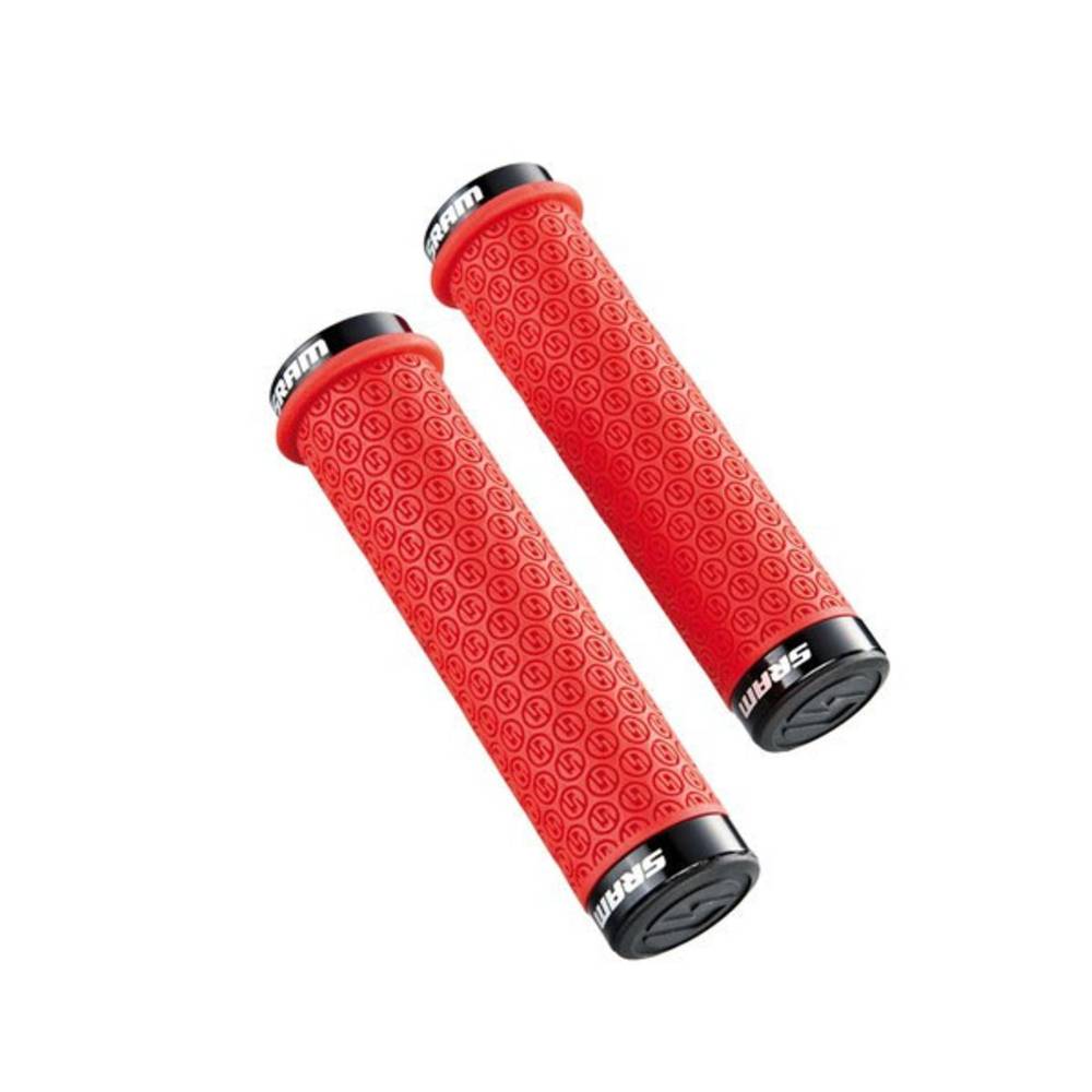 SRAM 00.7918.026.003 Silikongriffe mit Schraubensicherung, Doppelklemmen und End Plug, 139 mm, rot (1 Paar)