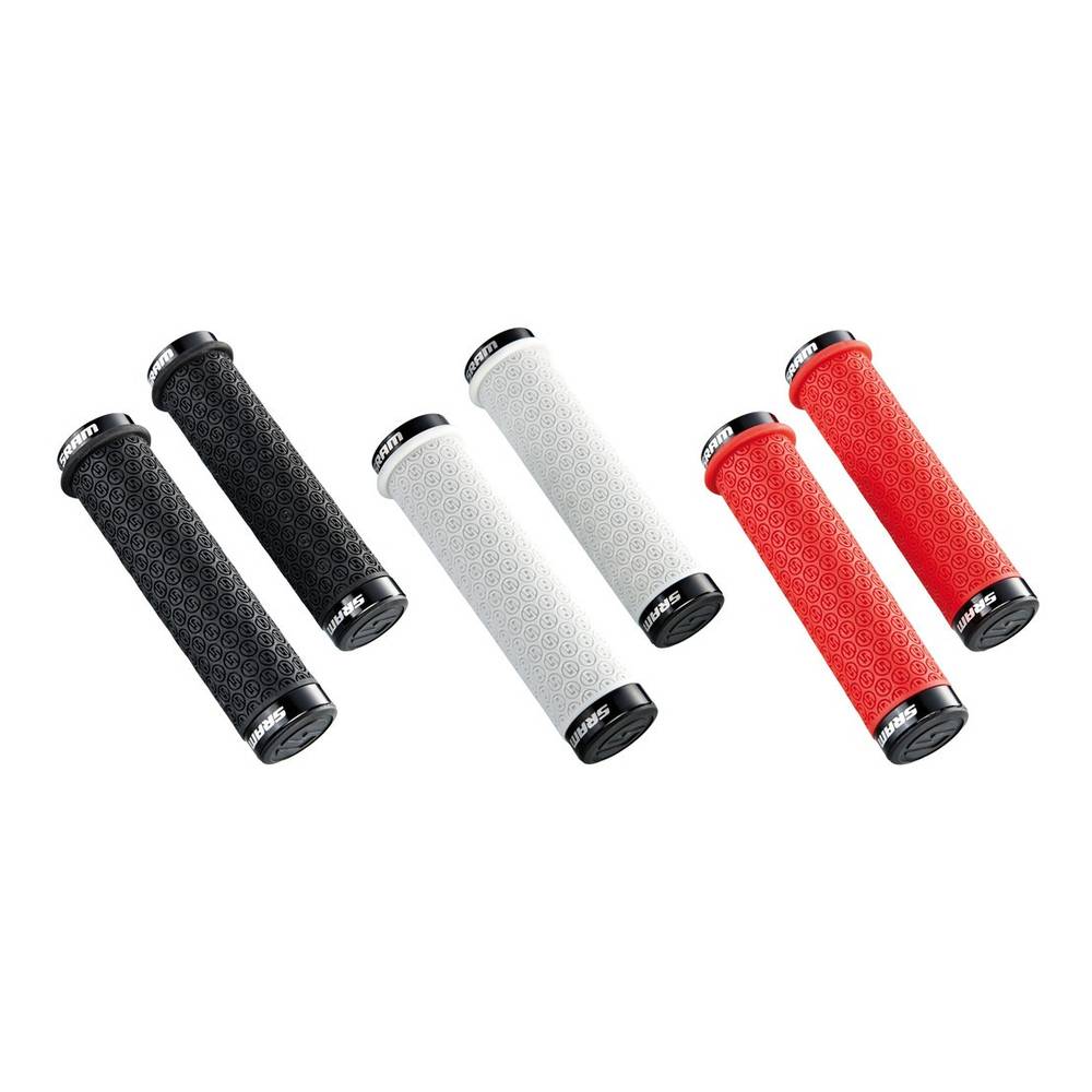 SRAM 00.7918.026.003 Silikongriffe mit Schraubensicherung, Doppelklemmen und End Plug, 139 mm, rot (1 Paar)