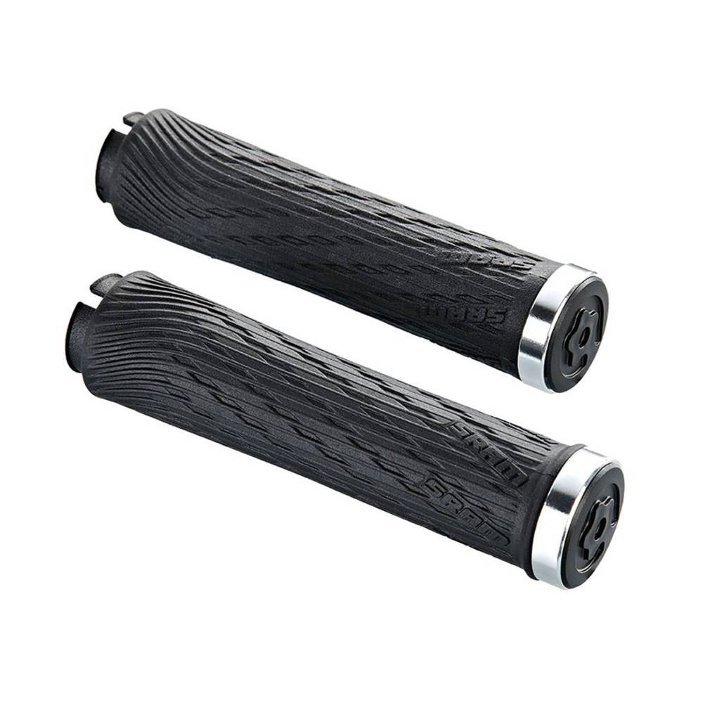 SRAM 00.7918.013.004 XX1 Festgriffe für Drehgriffschalter, 100/122 mm, End Plug silber, schwarz (1 Paar)