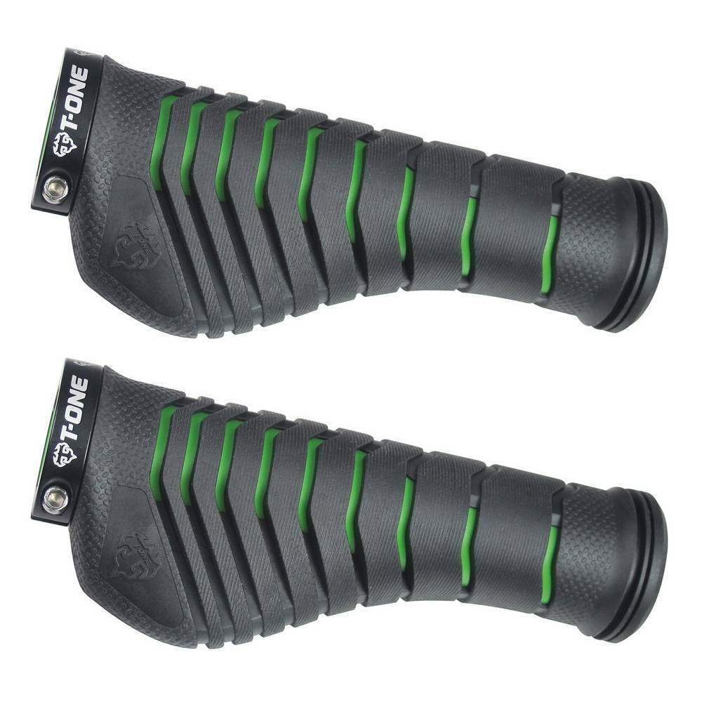 T-ONE T-GP54B Griffe "Aero", 1x Schraubensicherung, 130 mm, schwarz/grün (1 Paar)