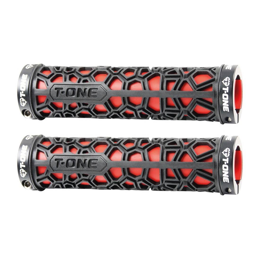 T-ONE T-GP17R Griffe "H2O", 2x Schraubensicherung, 130 mm, rot/schwarz (1 Paar)