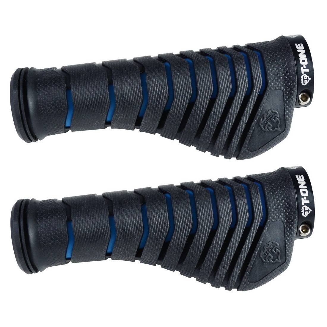 T-ONE T-GP54Blue Griffe "Aero", 1x Schraubensicherung, 130 mm, schwarz/blau (1 Paar)