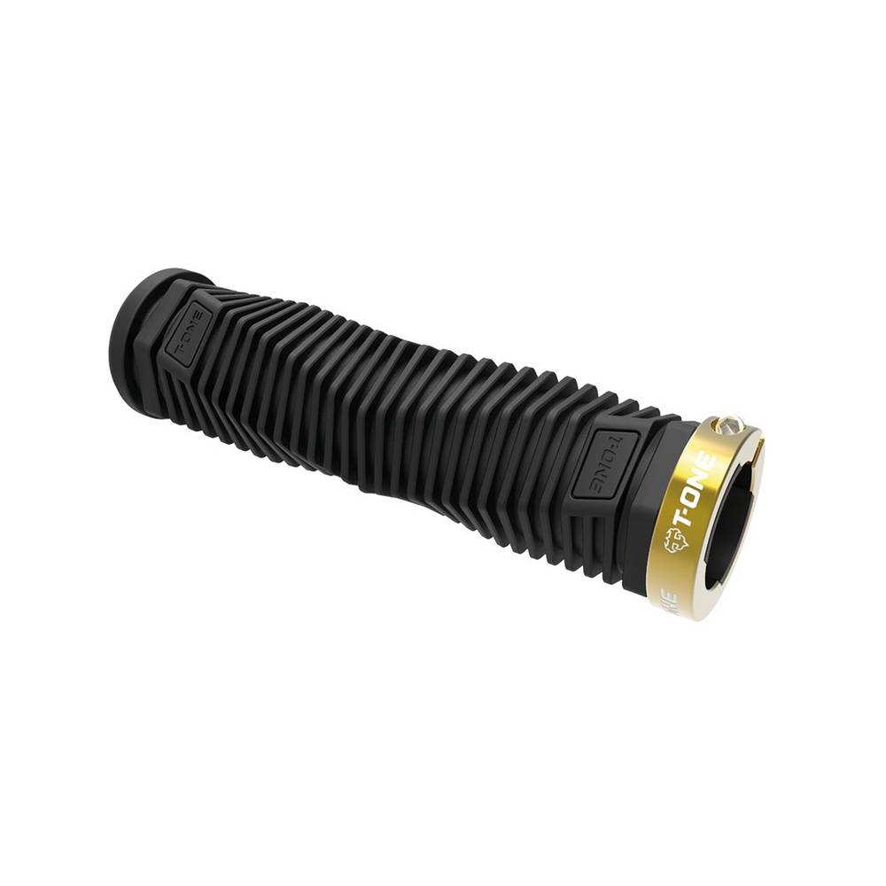 T-ONE T-GP50B+GOLD R Griffe "DNA", 1x Schraubensicherung, 130 mm, schwarz/gold (1 Paar)