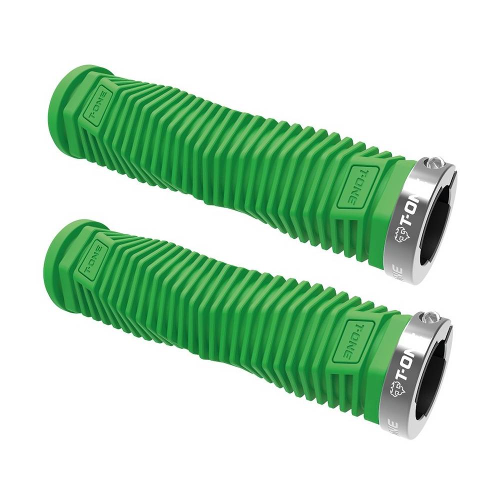 T-ONE T-GP50GREEN+GRAY R Griffe "DNA", 1x Schraubensicherung, 130 mm, grün/grau (1 Paar)