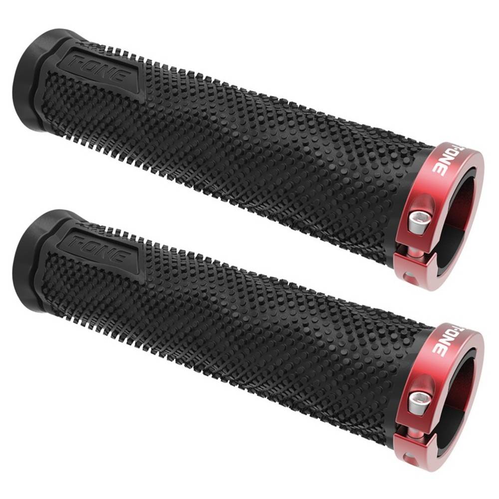 T-ONE T-GP40B+RED R Griffe "DOT", 1x Schraubensicherung, 130 mm, schwarz/rot (1 Paar)