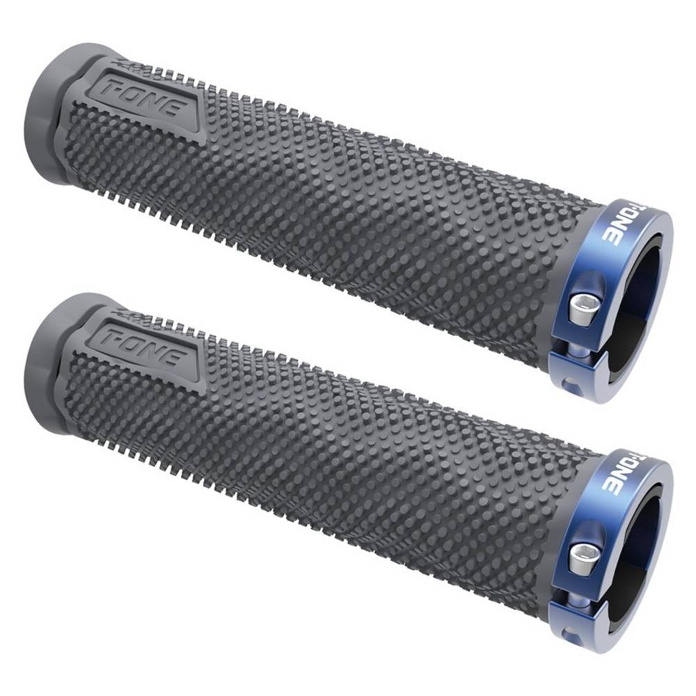 T-ONE T-GP40G+BLUE R Griffe "DOT", 1x Schraubensicherung, 130 mm, grau/blau (1 Paar)