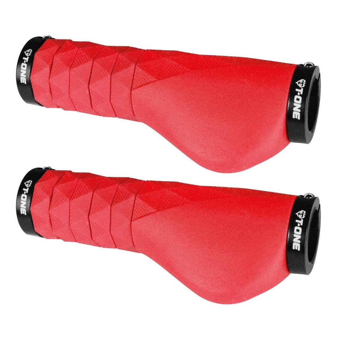 T-ONE T-GP61R Griffe "Diamond Plus", 2x Schraubensicherung, 94 bis 134 mm, rot (1 Paar)