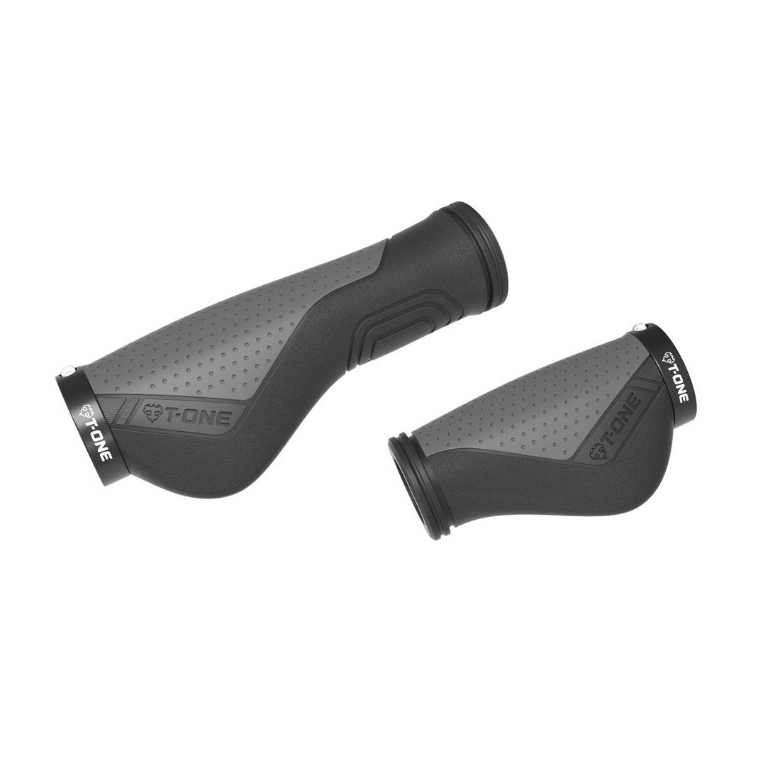 T-ONE T-GP65G Ripple Ergo Griffe, 1x Schraubensicherung, 130/90 mm, schwarz/grau (1 Paar)