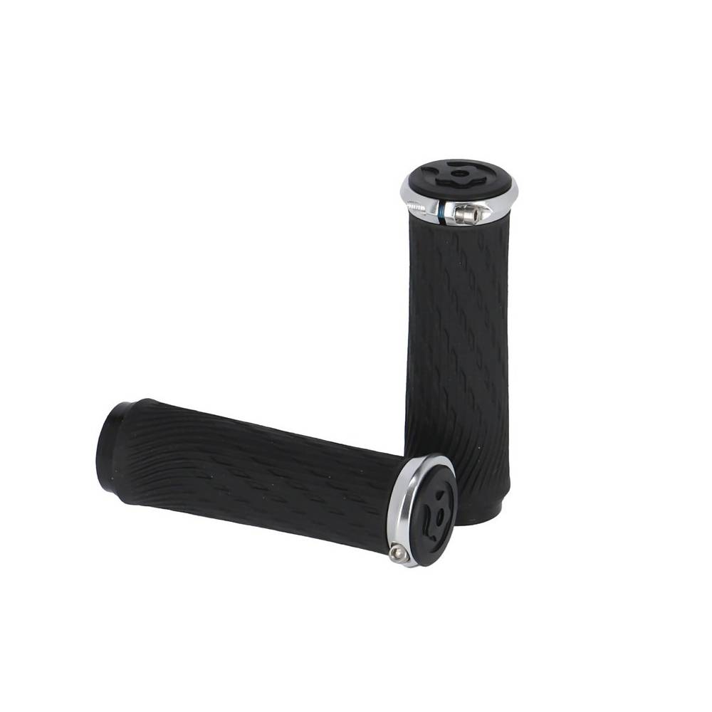 SRAM 00.7918.013.000 Griff mit Schraubensicherung für Grip Shift, 100 mm, mit Klemme und Endstopfen, schwarz/silber (1 Paar)