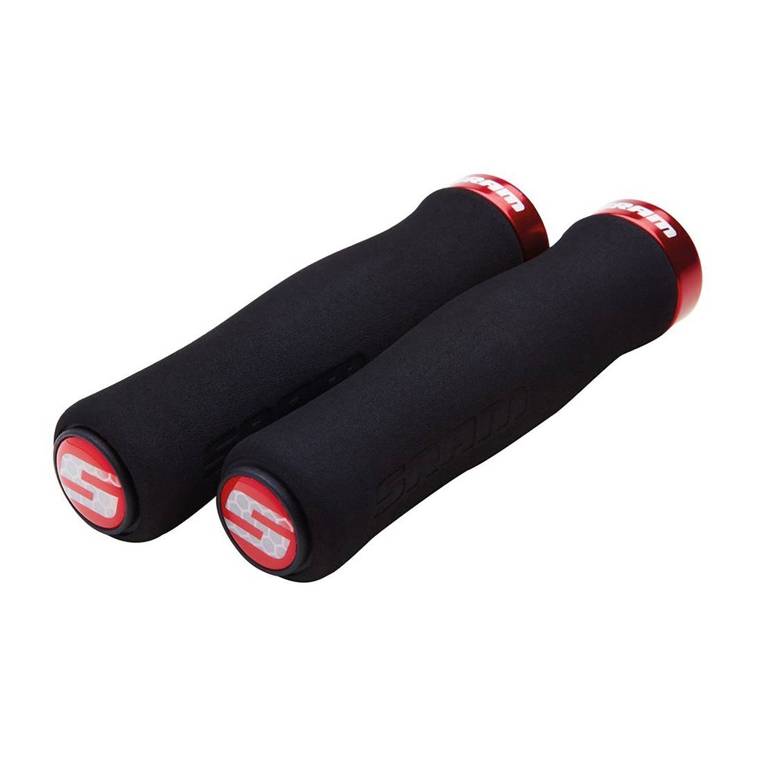 SRAM 00.7915.068.070 Ergo-Schraubgriffe, Schaumstoff, 129 mm, Single Clamp, schwarz/rot (1 Paar)