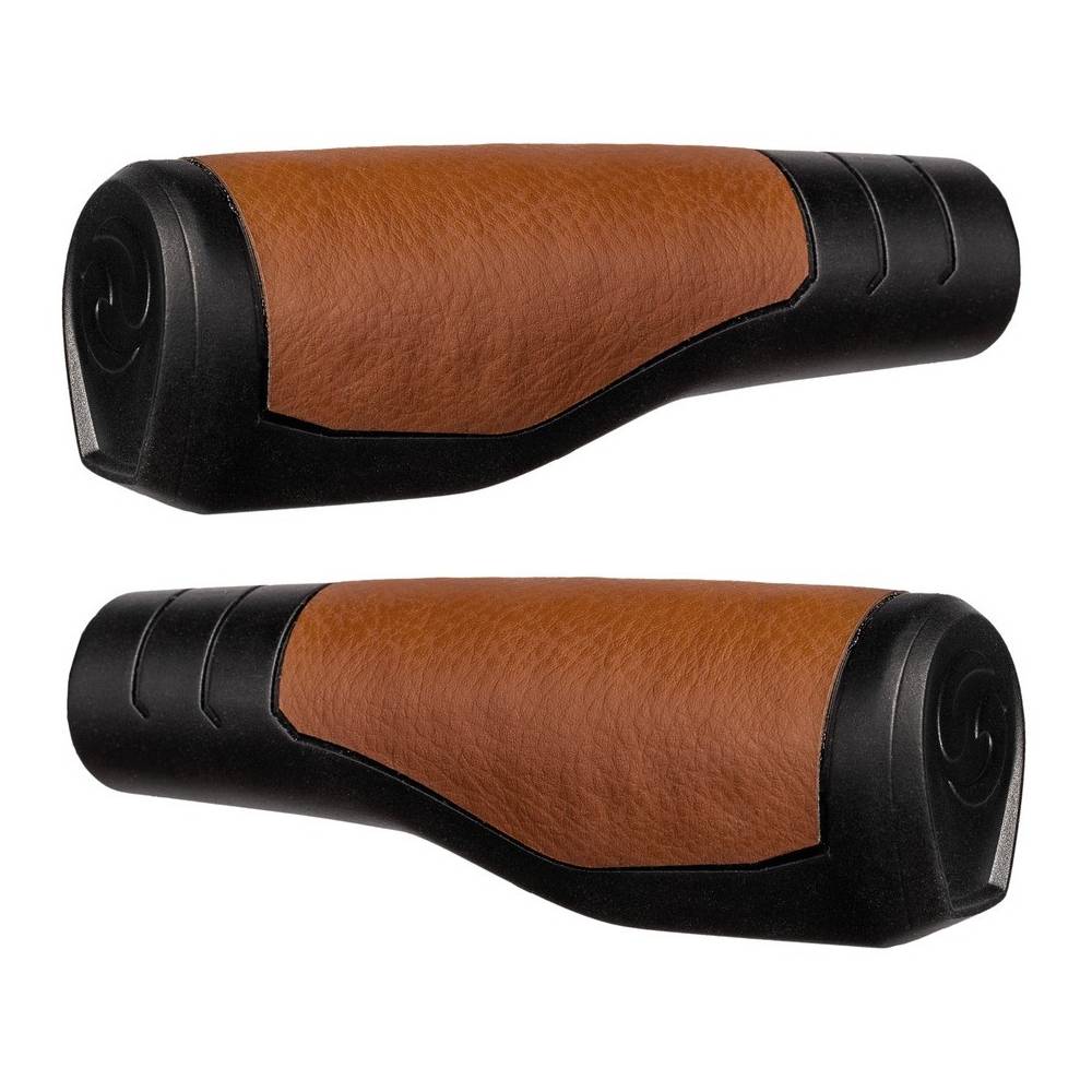 Herrmans Lenkergriffe "Primo", 130 mm, Ø 22 mm, schwarz/braun (1 Paar)
