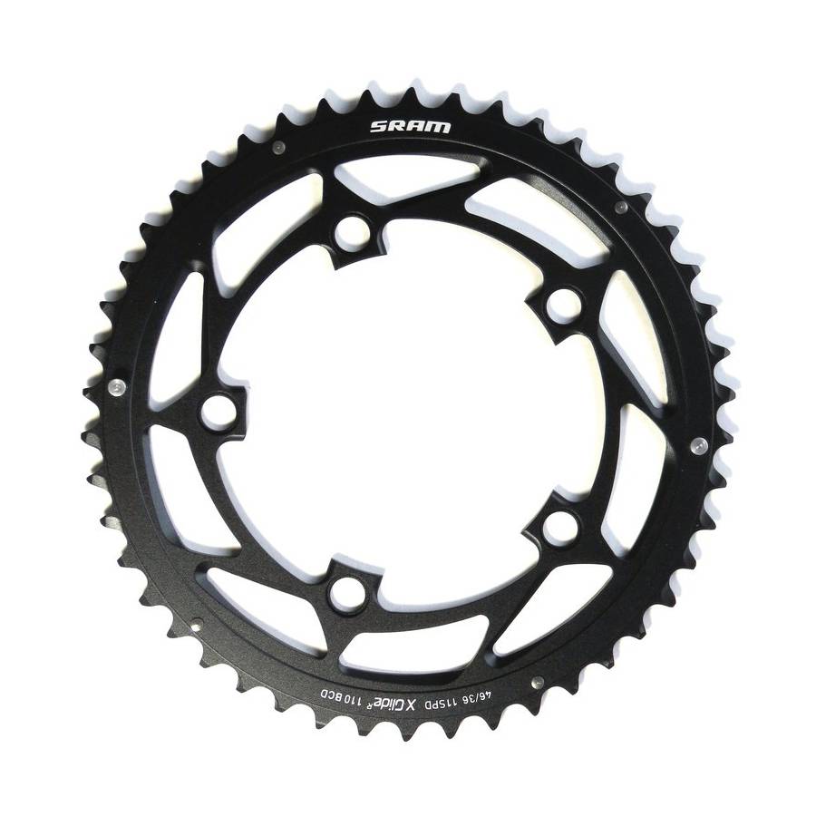SRAM 11.6218.010.009 KettenblattRoad 11-fach X-Glide Alu 36 Z.S1 Yaw 110Ø 5-L.f.46/36Z., schwarz (1 Stück)