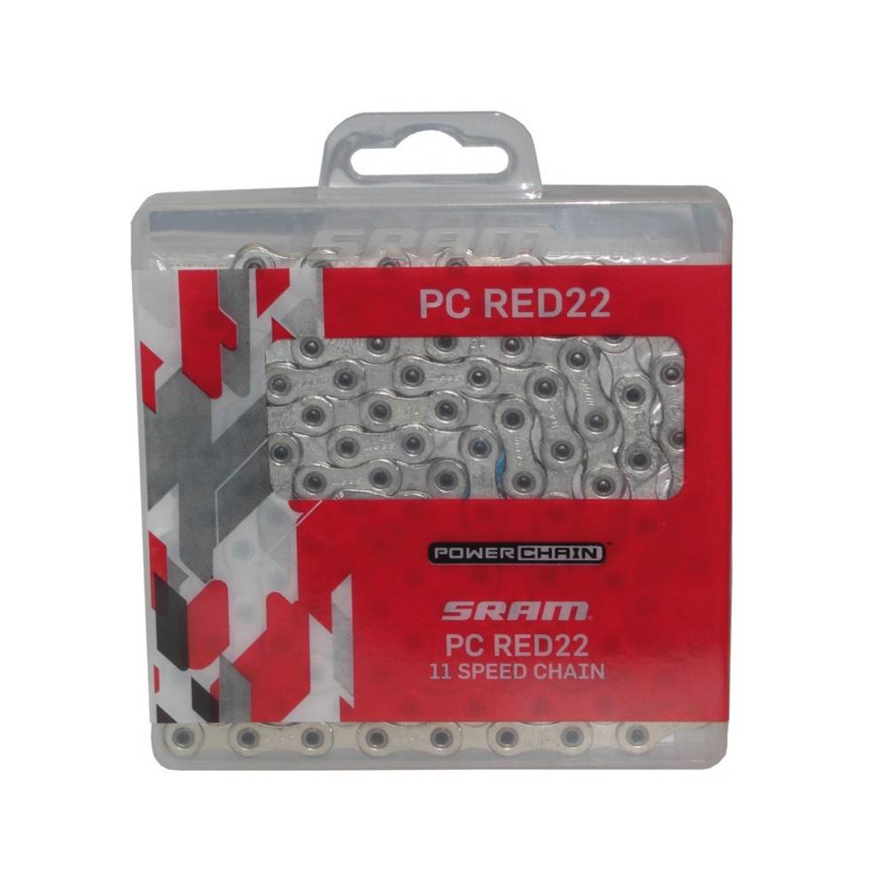 SRAM 00.2518.005.003 Schaltungskette PC Red22 HollowPin, 114 Glieder, 11-fach, mit Power-Lock, silber