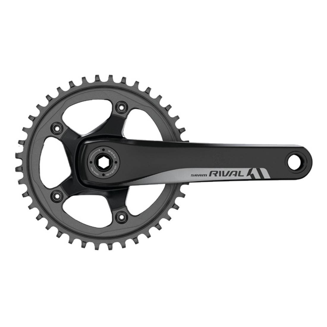 SRAM 00.6118.368.002 Rival 1 Kurbelgarnitur GXP 42 Zähne 175mm, 10/11-fach, ohne Innenlager, schwarz (1 Set)