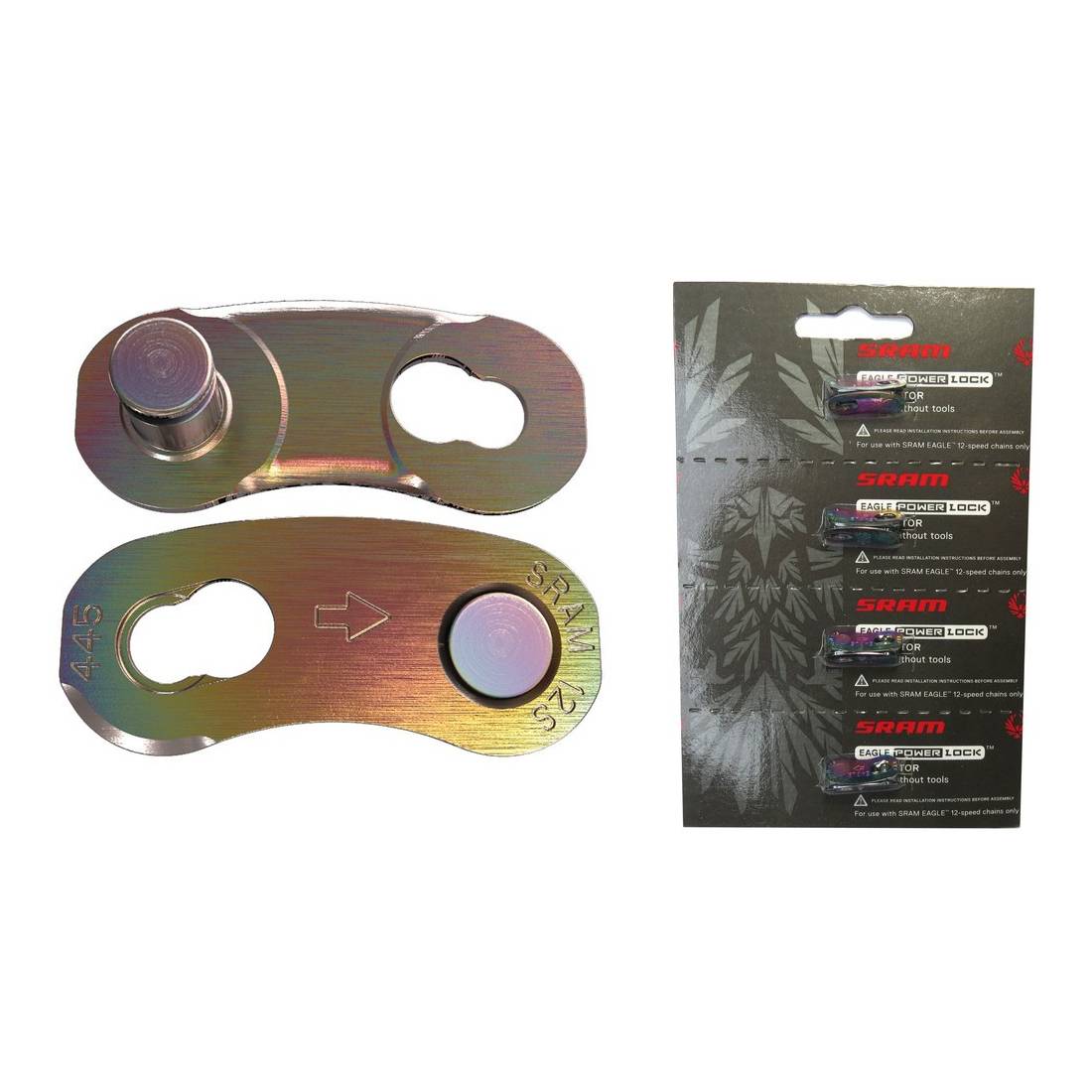 SRAM 00.2518.027.003 Kettenverschlussglieder, Power Lock, 12-fach, regenbogenfarben (4er Pack)