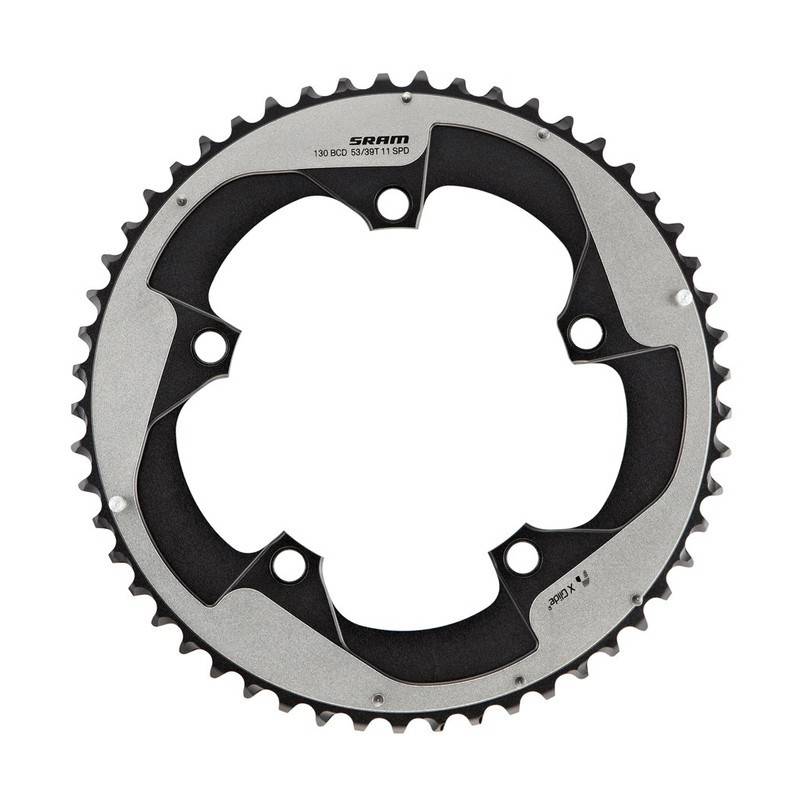 SRAM 11.6218.032.000 KettenblattRoad Red B2 X-Glide,Yaw,11f.53Z.2-Pin,sz., schwarz/silber
