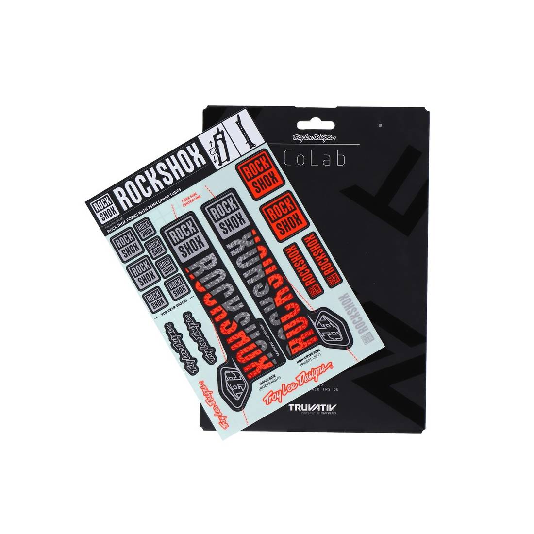 RockShox 00.4318.021.001 Decal Kit Troy Lee Designs-S/O 35mm Pike/Lyrik/Yari/Domain/Revel.(2018+), rot/grau (1 Set)