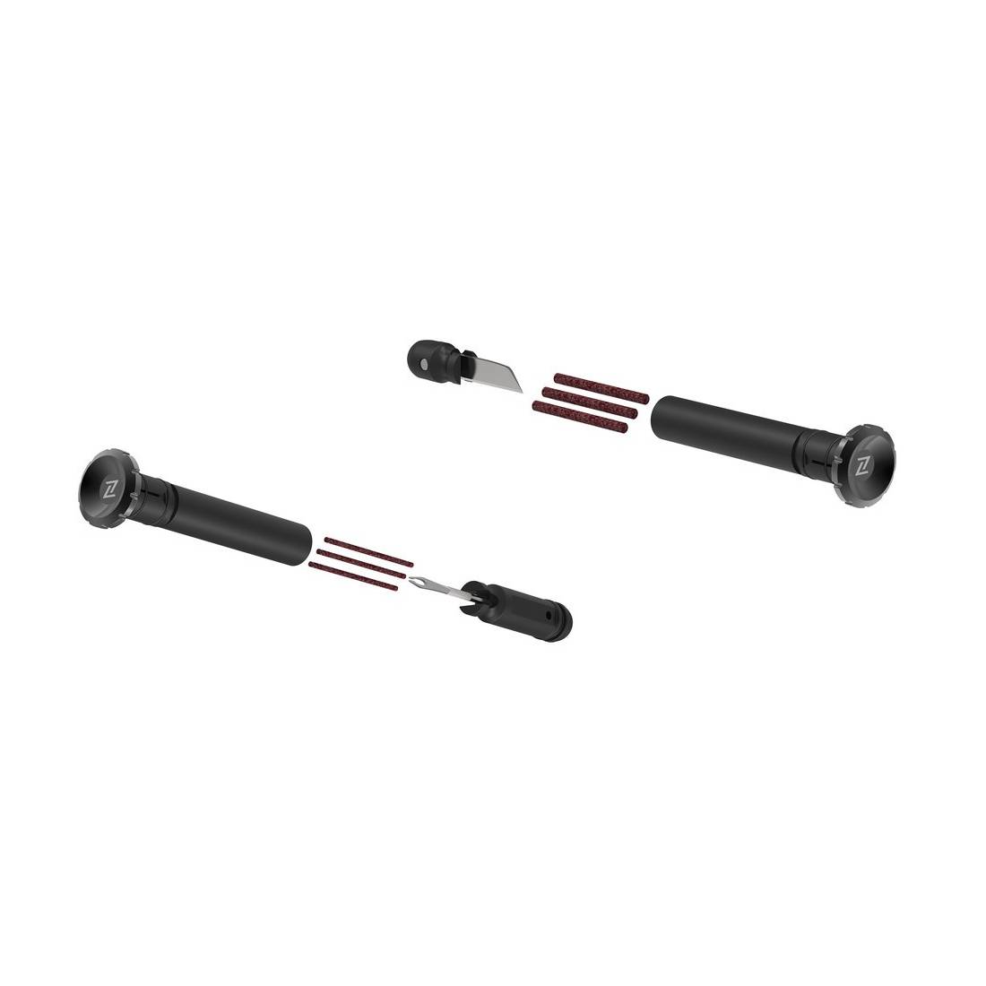 Zéfal Reparatur-Set Tubeless Z Bar Plug 2 Griffeinsätze mit Ahle, Messer, Gummis, schwarz (1 Set)