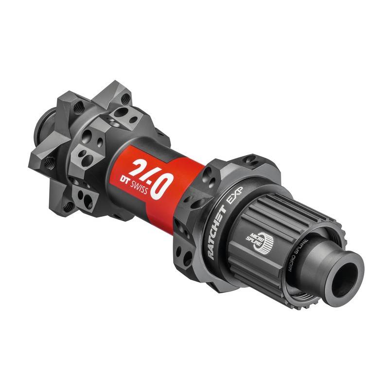 DT Swiss Hinterrad-Nabe 240 MTB Disc Brake 148/12 TA Boost, 28 L.,IS 6-b., Shim. 12, schwarz/rot