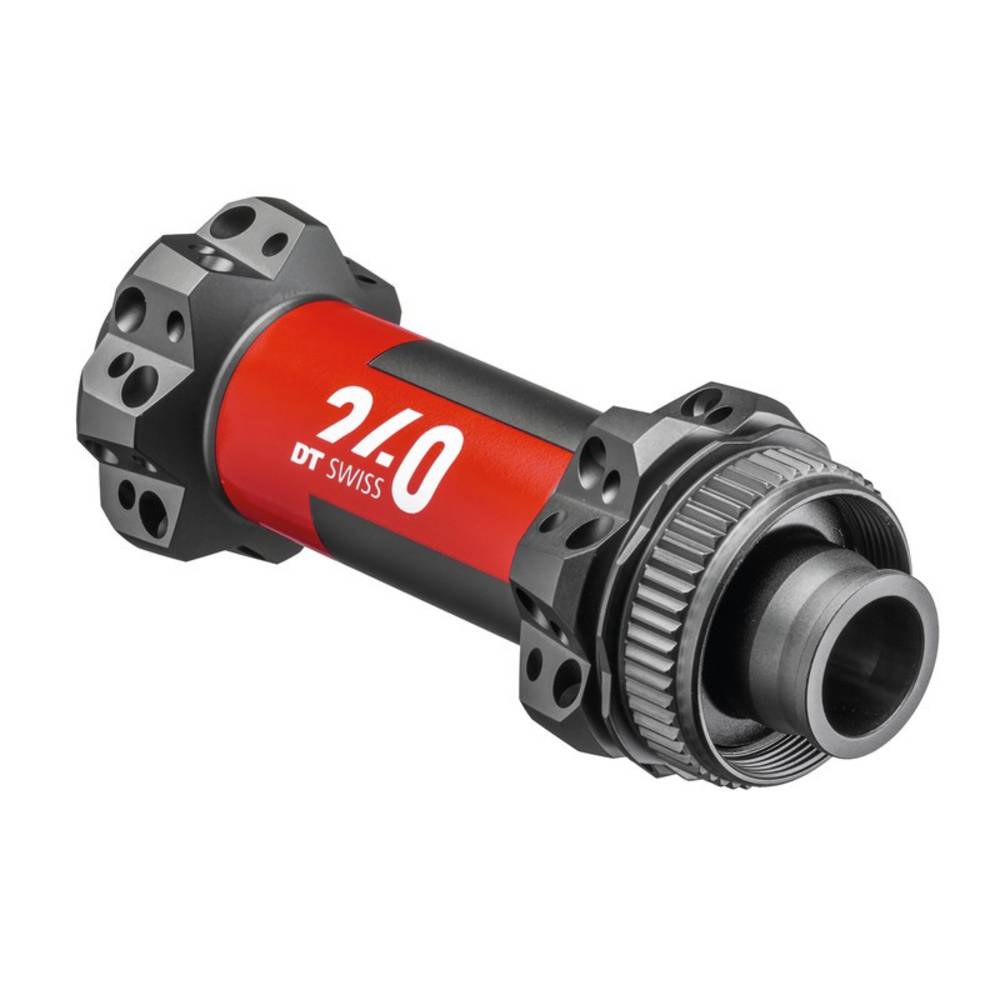 DT Swiss Vorderrad-Nabe "240 MTB DB" Straightpull, 110 mm / 15 mm TA Boost, 28 Loch, CL, schwarz/rot
