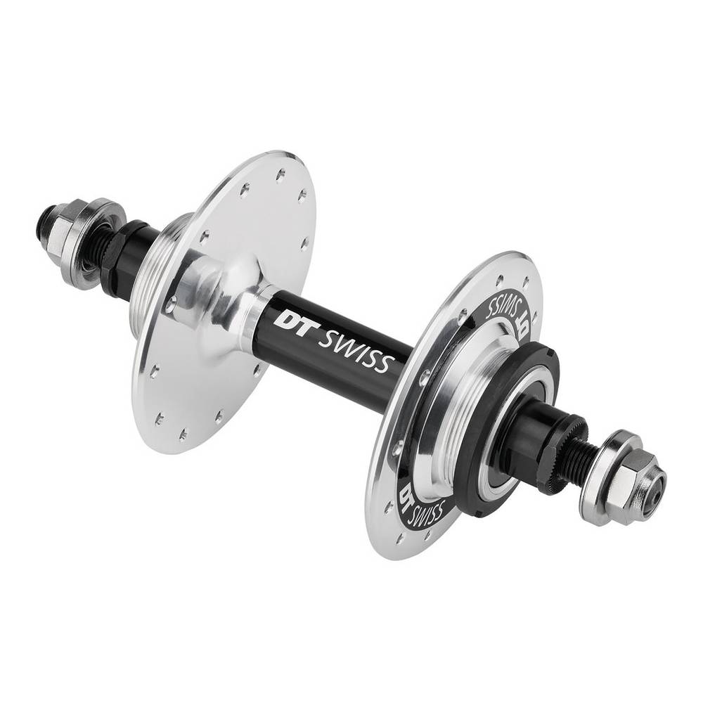 DT Swiss Vorderrad-Nabe 370 Track non disc 120mm/10mm Thru bolt, 24 Loch, silber