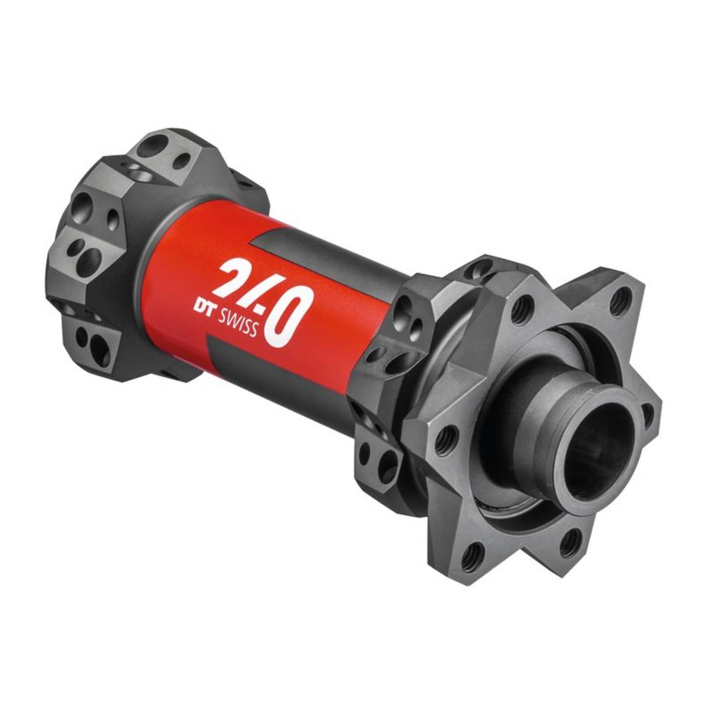 DT Swiss Vorderrad-Nabe 240 MTB DB Straightpull 110mm/15mm TA Boost, 28 L., IS 6-bolt, schwarz/rot