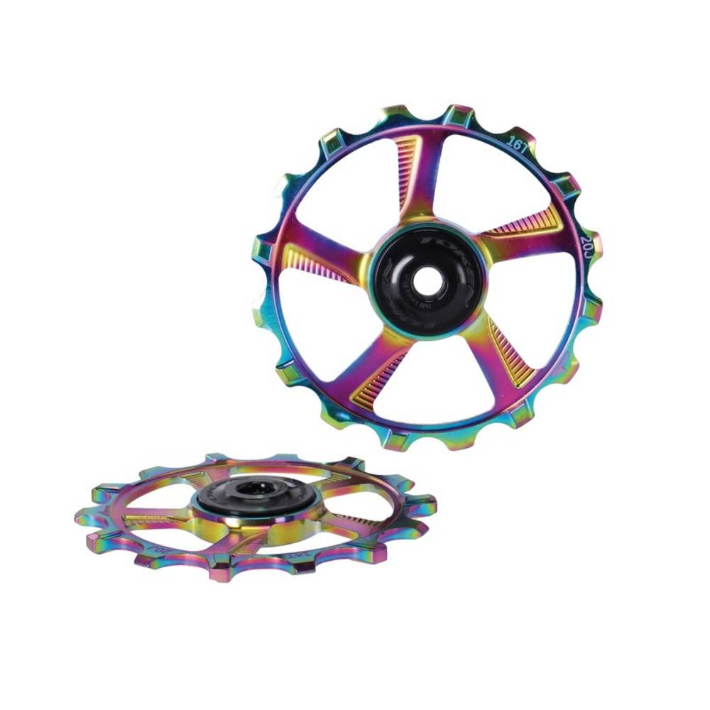 TOKEN Schaltwerkpully-Set MTB Skinny Fat oilsl., für Sram & Shim. 12s MTB 14/16T, oil slick (1 Set)