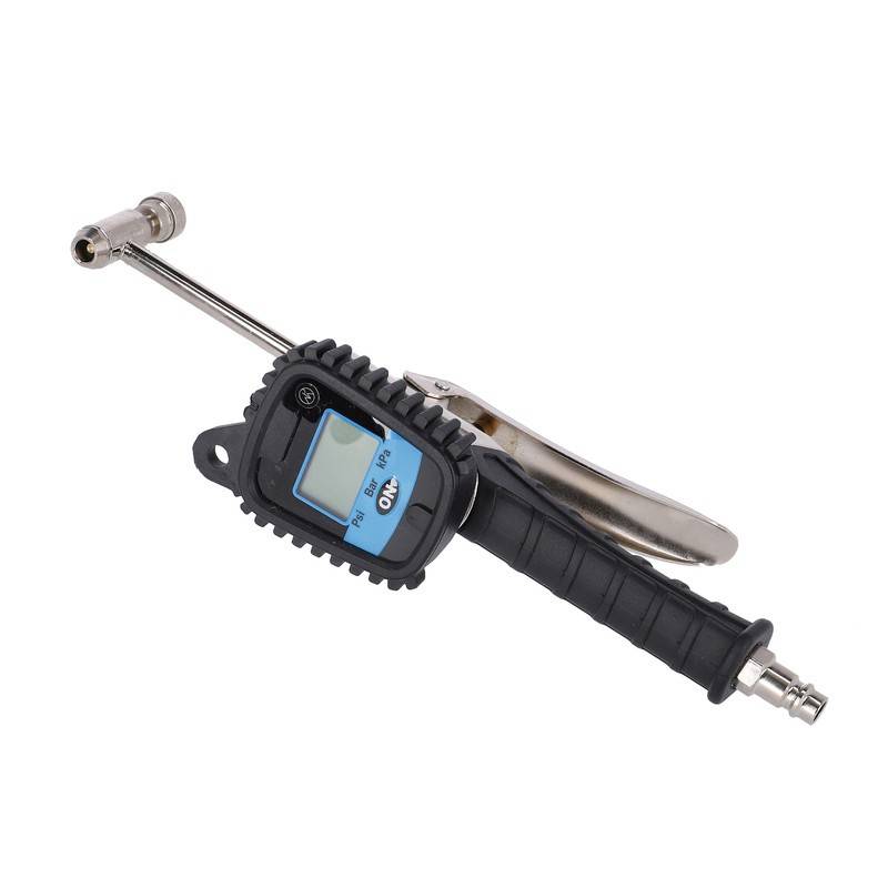Reifenfüllpistole mit Manometer, Alligator für SV/AV, bis 10 bar/145 psi, digital, silber/schwarz