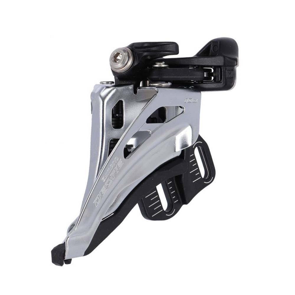 SHIMANO FD-M4100-E Umwerfer "DEORE", 2x10-fach, Side Swing, Front Pull, Direct Mount, schwarz/silber