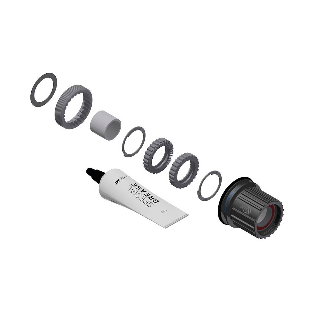 DT Swiss Umrüstkit HR-Nabe Stahl,3 Pawl in Ratchet LN, Shim. MS,36T, schwarz (1 Set)